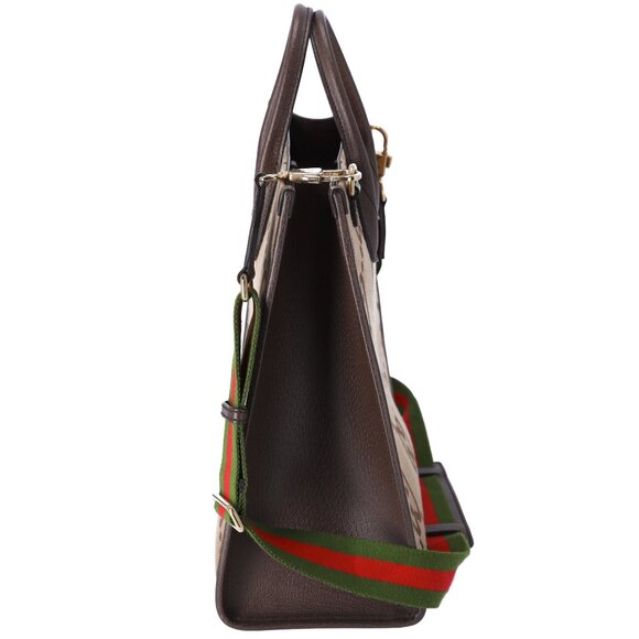 GUCCI Jumbo GG Tote Bag 678839 Beige Dark Brown Jacquard Leather - Picture 2 of 7